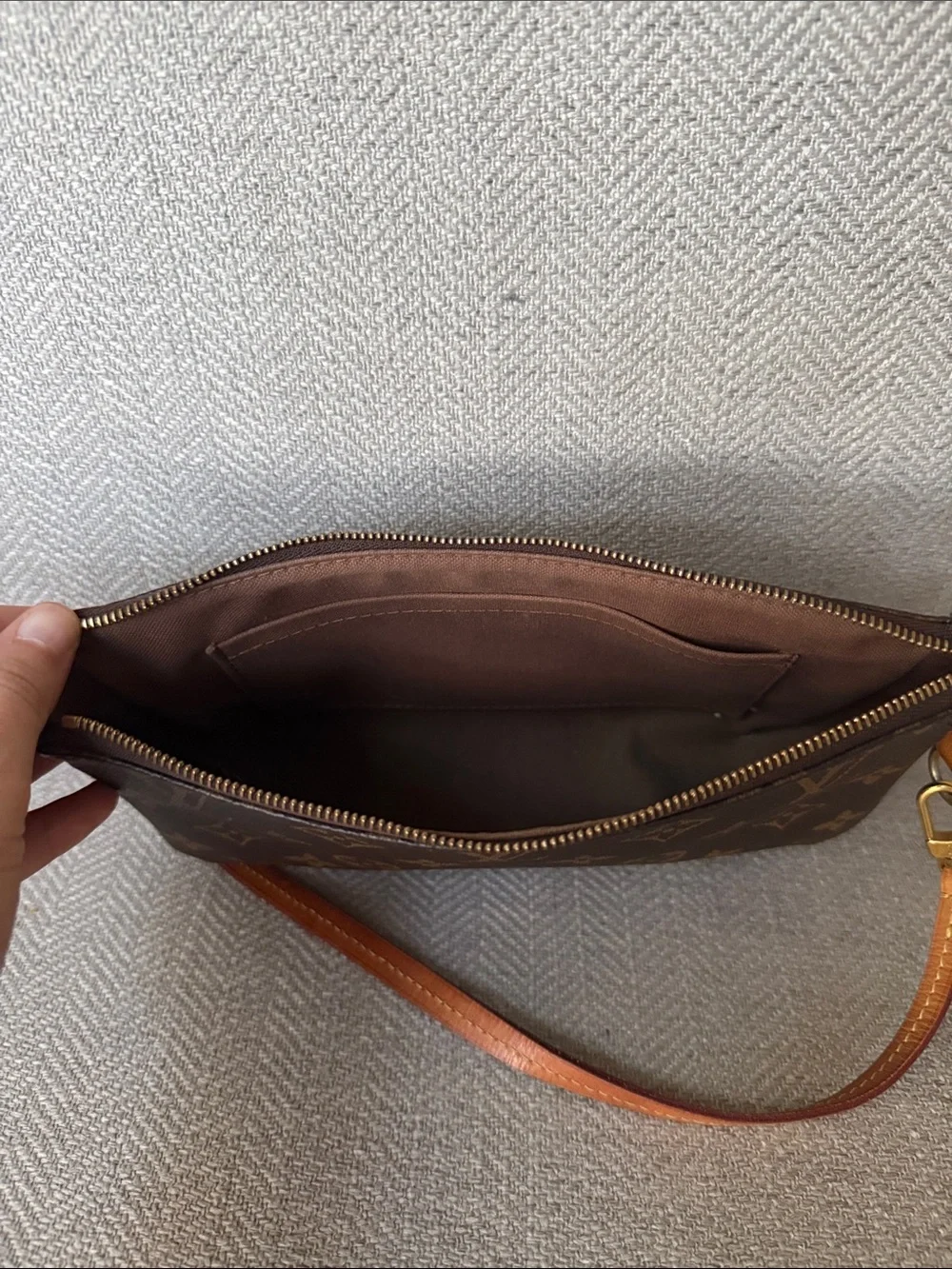 Louis Vuitton Monogram Shoulder Pochette - Brown with Tan Strap